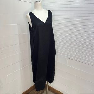 Madewell Black Linen-Blend V-Neck Tank Dress